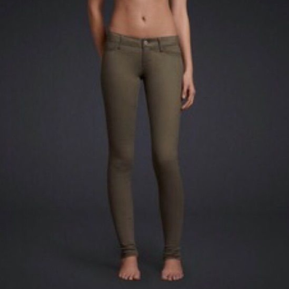 Hollister l Olive Green Fall Low Waist Super Skinny Jeans Jeggings